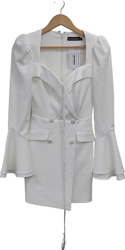 Lavish Alice White Arabella Flared Sleeve Blazer Dress UK 6