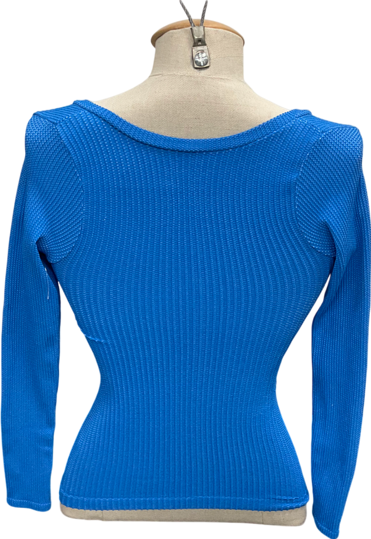 Free People Blue Clean Slate Long Sleeve Top UK XS