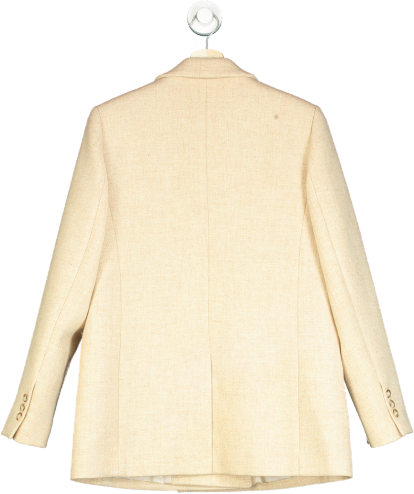 Sézane Cream Double-Breasted Blazer UK 8