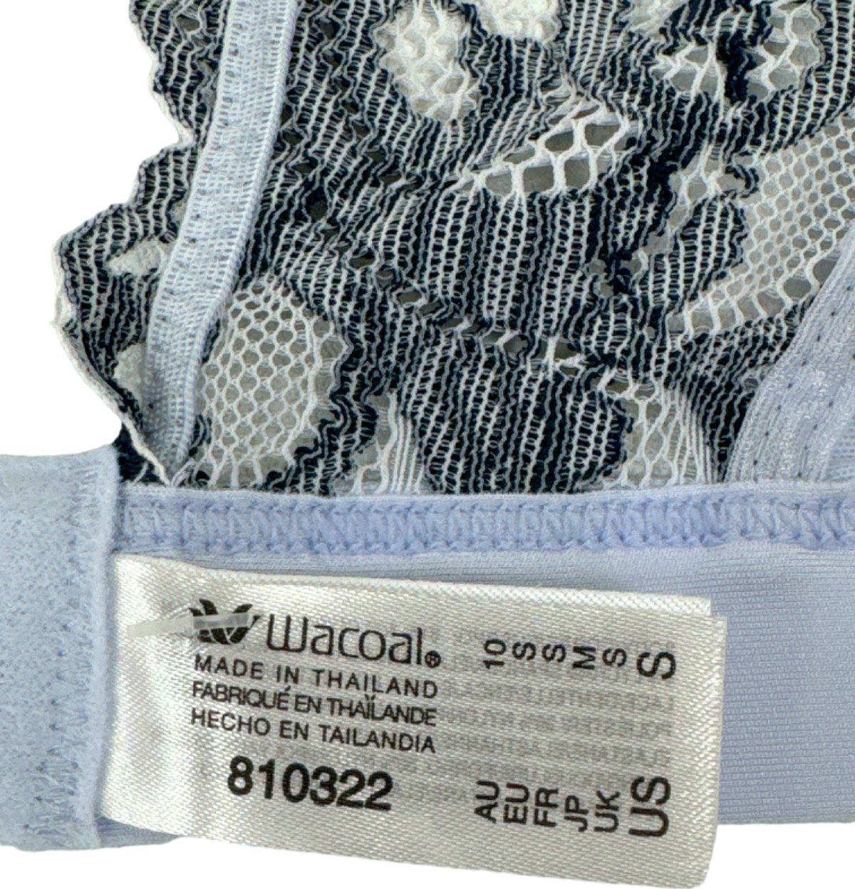 Wacoal Light Blue Floral Lace Bralette UK S