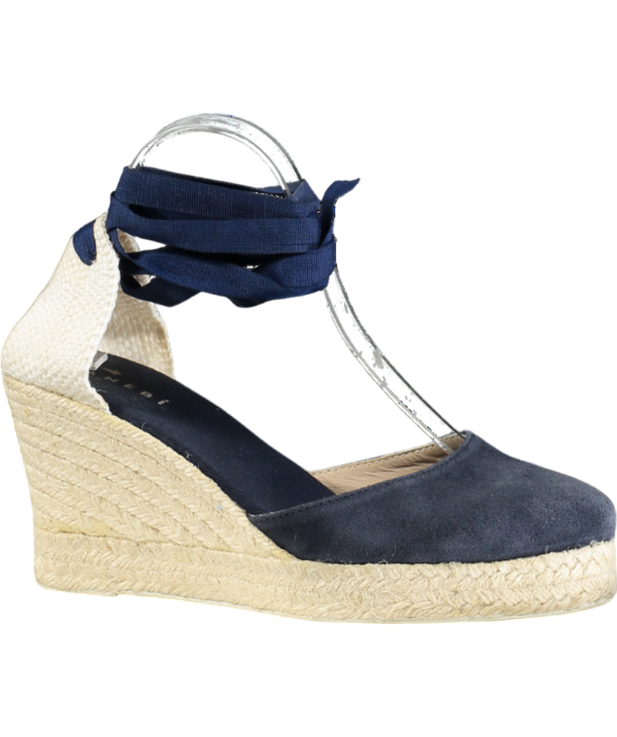 Manebi Blue Soft Suede Wedge Espadrilles Hamptons UK 8 EU 41 👠