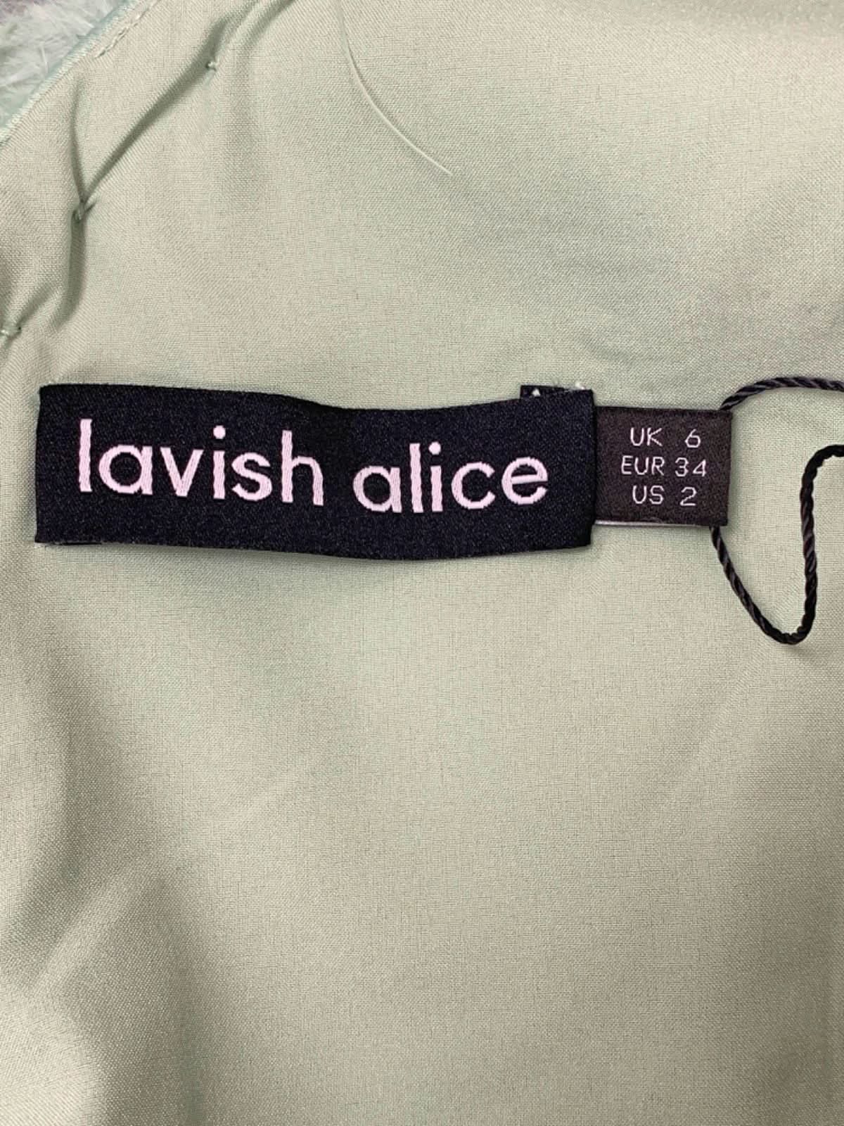 Lavish Alice Sage Feather One Shoulder Bonded Satin Midi Dress UK 6