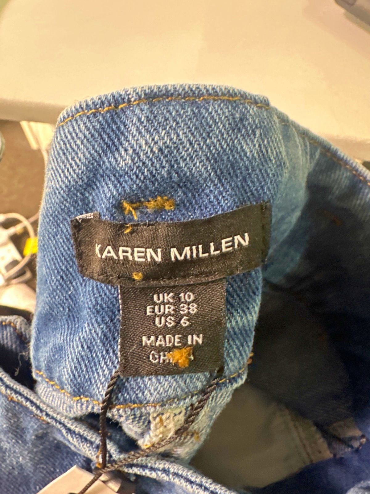 Karen Millen Blue Denim Indigo Wide Leg Trousers UK 10