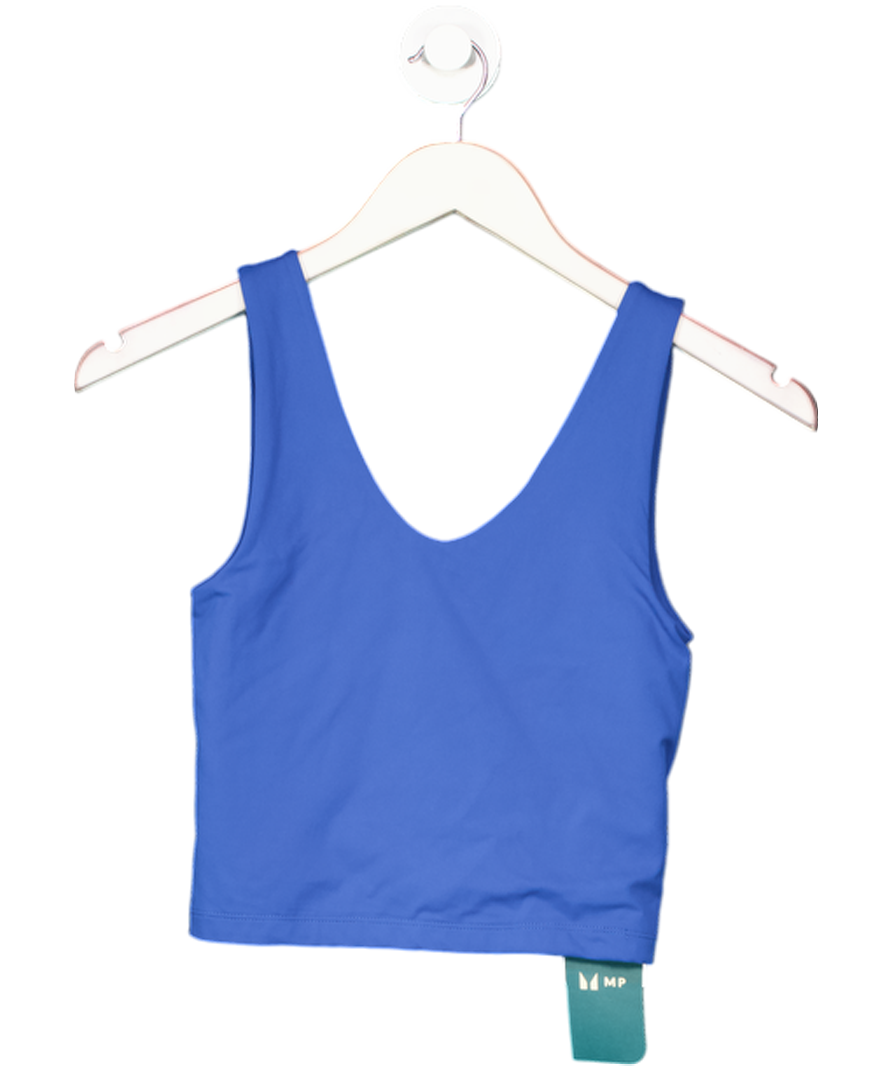 MY PROTEIN Blue Tempo Quick Dry Sweat Wicking Double-layered Cropped Vest UK XS