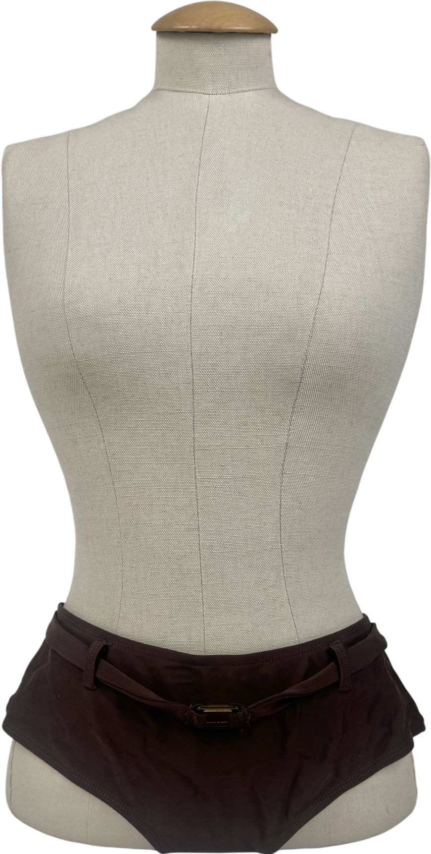 Motelrocks Brown Avi Swim Shorts With Belt UK XS