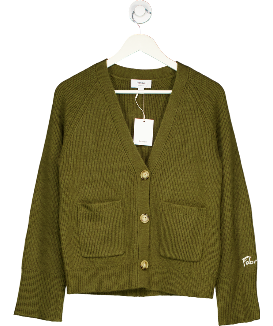 Fabrique Green Sofia Double Pocket Cardigan In Merino-cashmere Blend Knit UK S