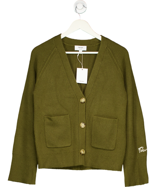 Fabrique Green Sofia Double Pocket Cardigan In Merino-cashmere Blend Knit UK S