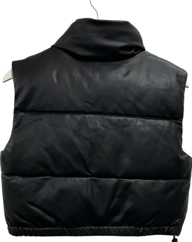 ZARA Black Faux Leather Puffer Gilet UK S