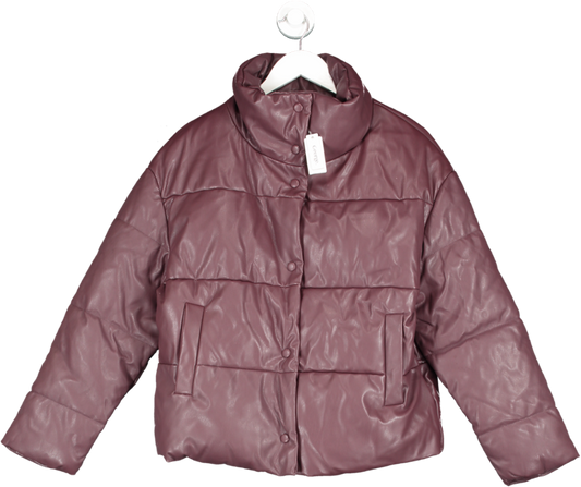 George Red Leather Effect Puffer Jacket BNWT UK S