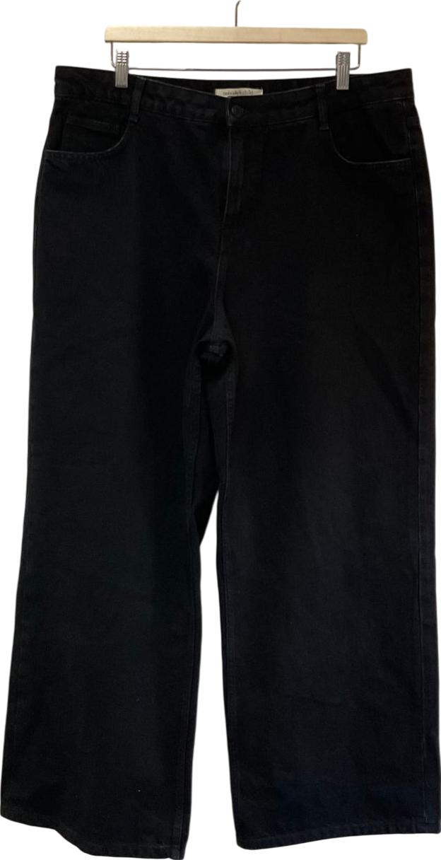 Nobody's Child Black High Rise Wide Leg Jeans UK 18