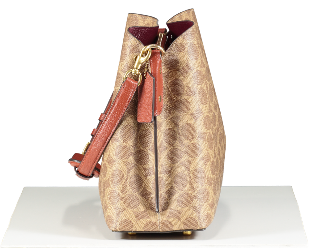 Coach Brown Willow Bucket Bag In Signature Canvas