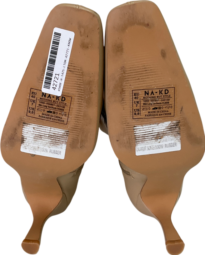 NA-KD Beige Slim Long Toe Boots UK 7 EU 40 👠
