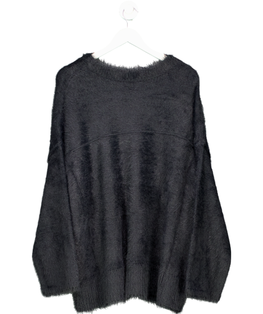 Free People Black Harrison Bunny Super soft Crew Neck Jumper UK L