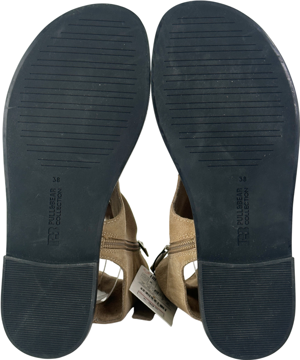Pull&Bear Beige Leather Boot Style Sandals UK 5 EU 38 👠