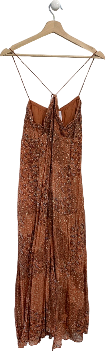 Ba&Sh Brown Floral Midi Dress UK S