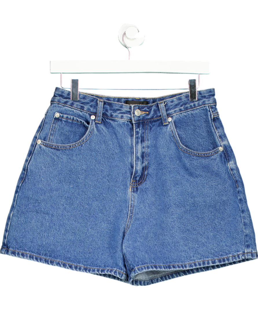 White Fox Hurt Feelings Denim Shorts Cobalt Blue Wash UK L