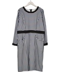 Curvzy Black Dogtooth Long Sleeve Midi Dress UK XXXL