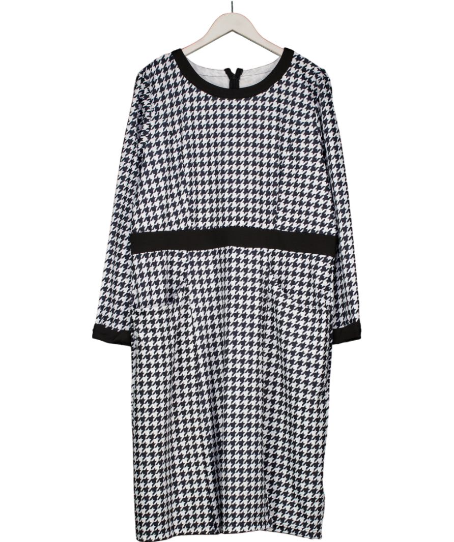 Curvzy Black Dogtooth Long Sleeve Midi Dress UK XXXL