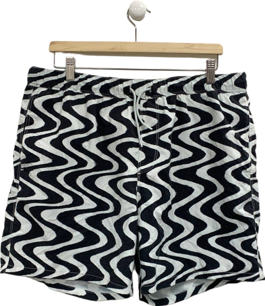 ASOS Black Wave Pattern Shorts UK XL