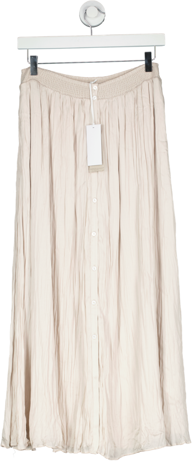 The White Company Beige Satin Button Through Pleated Skirt UK 12