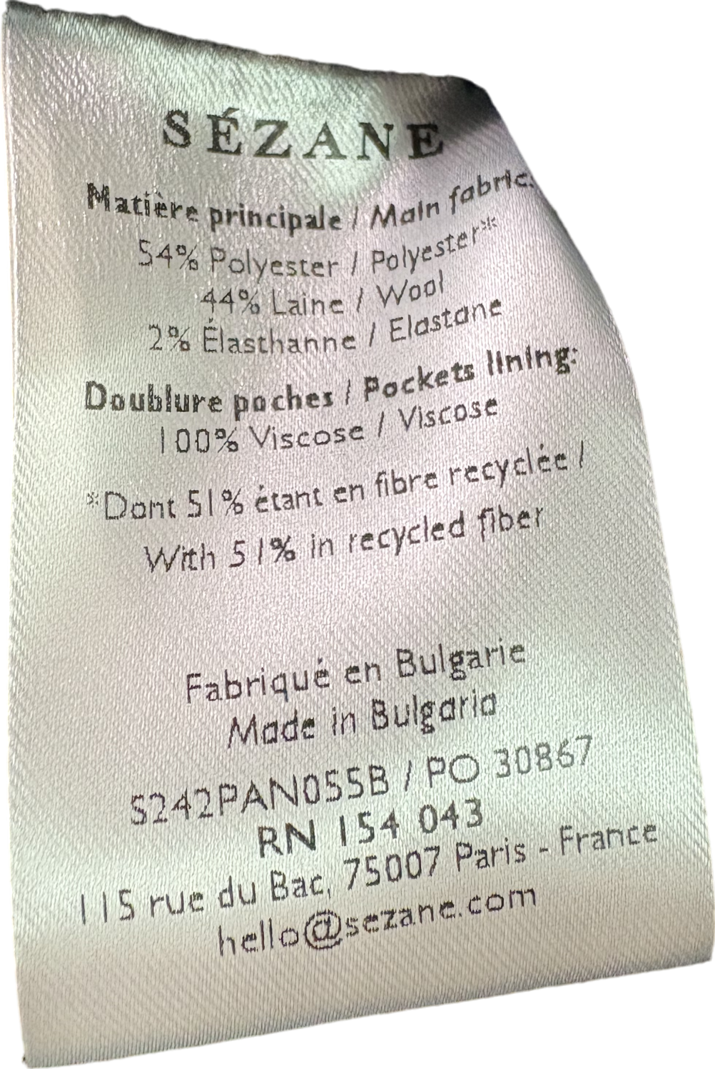 Sézane Black Wide-Leg Trousers UK 10