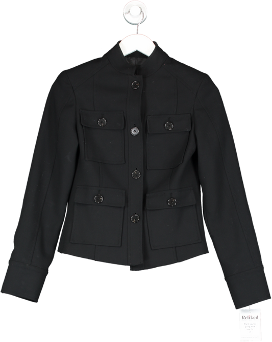 Karen Millen Black Compact Stretch Military Jacket UK 6