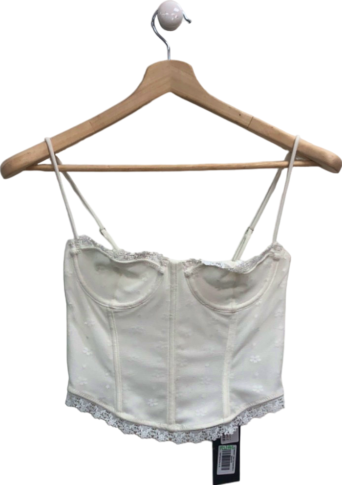 White Fox White Lace Detail Corset Top S