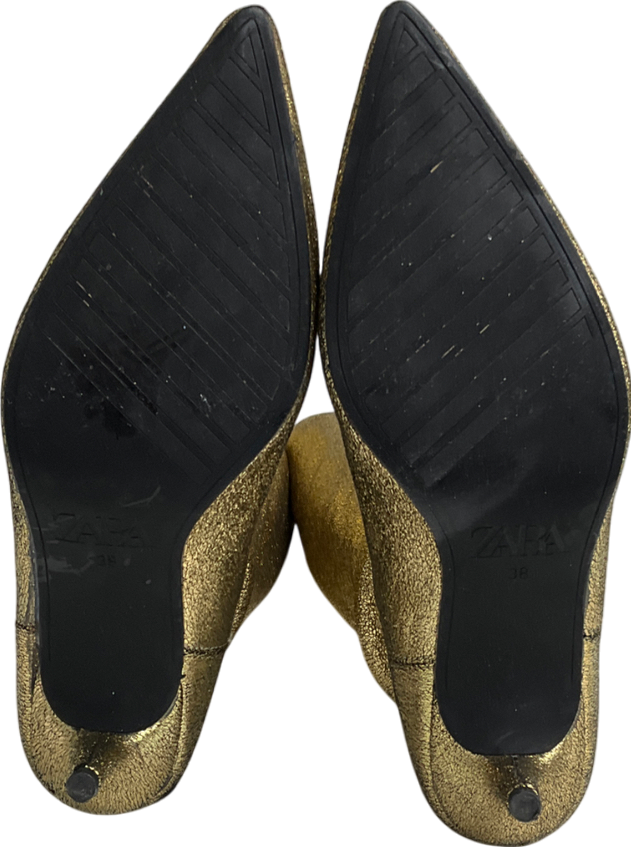 ZARA Metallic Kitten Heel Knee High Boots UK 5 EU 38 👠