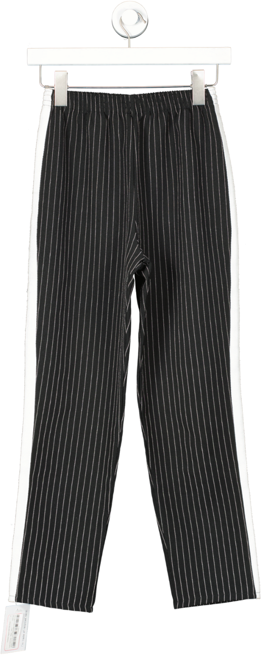 PrettyLittleThing Black Pinstripe Joggers With Side Stripe UK 6