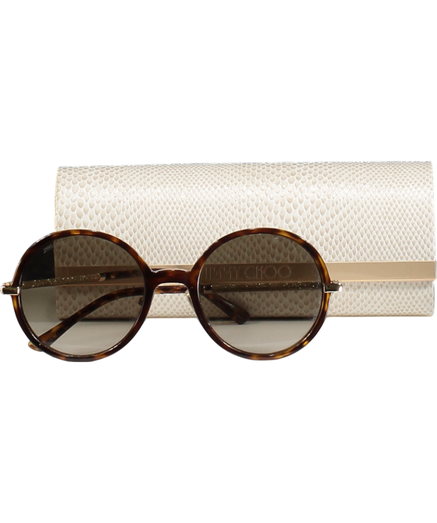 Jimmy Choo Brown Ema Round Sunglasses in case