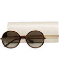Jimmy Choo Brown Ema Round Sunglasses in case