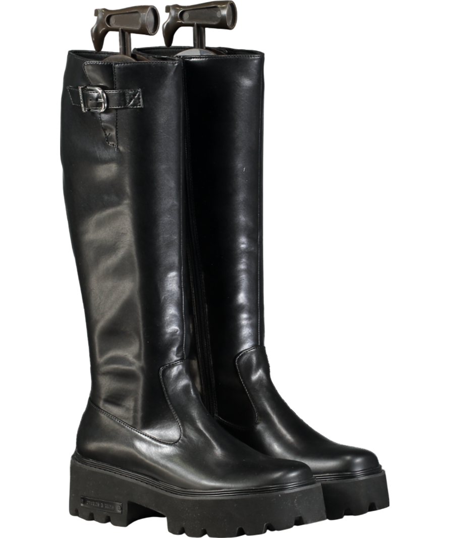 Charles & Keith Imogen Side-buckle Chunky Knee-high Boots - Black UK 5 EU 38 👠