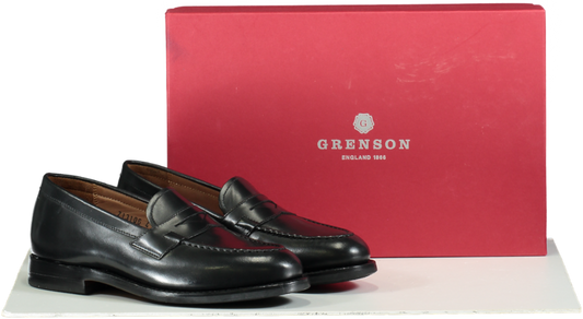 Grenson Black Leather fleur Loafers UK 4 EU 37