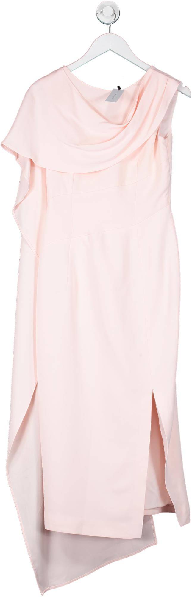 Karen Millen Pink Compact Stretch Viscose Asymmetric Draped Midi Dress UK 8