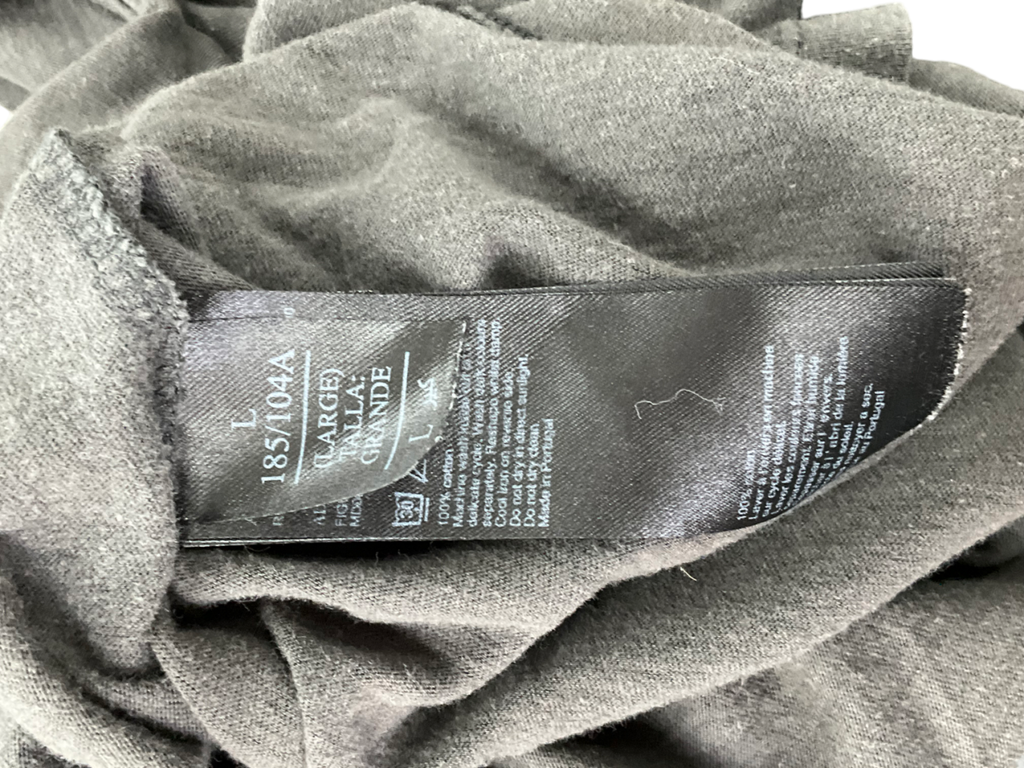 All Saints Grey Bodega Crew Neck Raw Edge T-shirt UK L