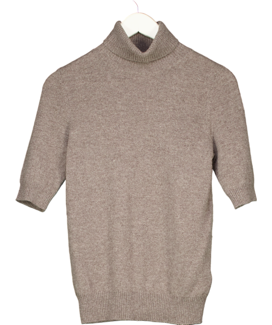 Autograph Brown Pure Cashmere Roll Neck Knitted Top UK 10
