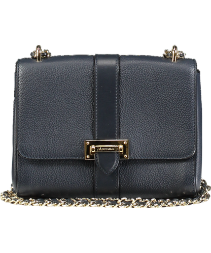 Aspinal Of London Navy Blue Pebbled Leather medium Lottie Bag