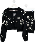 Club L Black Louvre Floral Cardigan And Triomphe Mini Skirt UK S