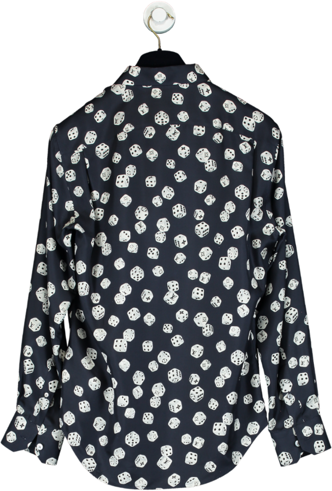 Louis Vuitton Navy Dice Print Silk Shirt UK S