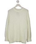 ASOS White Knitted Oversized Jumper In Eyelash Yarn In Cream UK XS