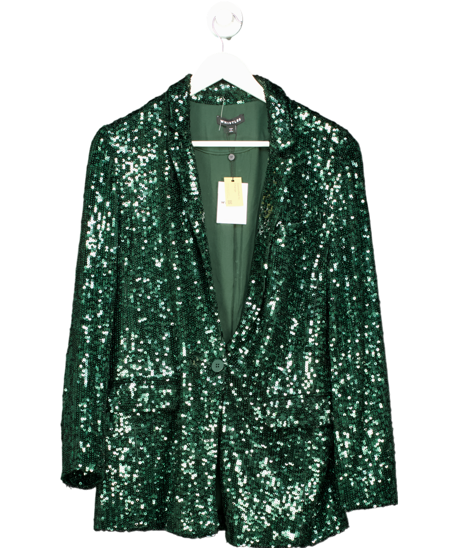 Whistles Green Sequin Single Breasted Blazer UK 12