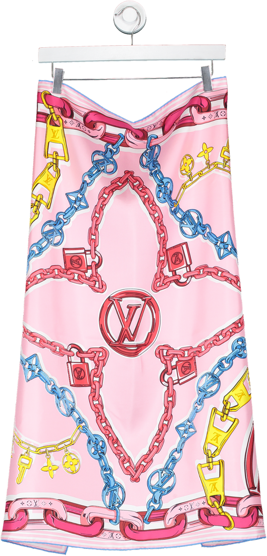 Louis Vuitton Pink / Multi Bejewelled Square 90x90cm Silk Scarf