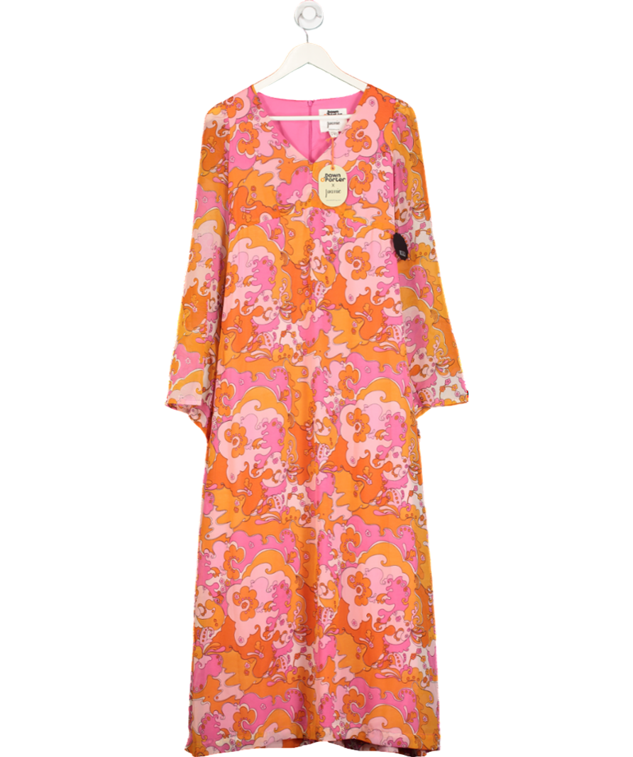 Joanie X Dawn O’porter Orange Pinacolada Floral Print Midaxi Dress UK 8