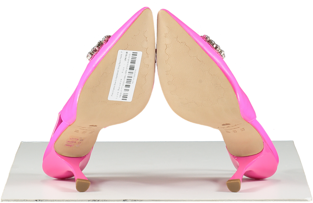 Luiza Barcelos Pink Crystal Bow Embellished Sling Back Heels UK 6 EU 39 👠