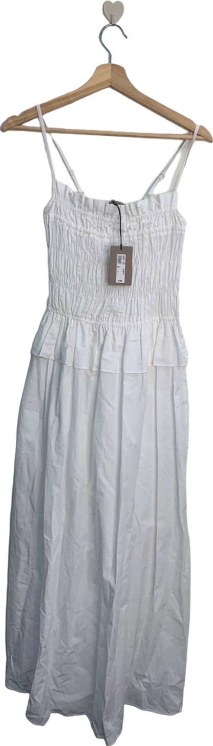 River Island White Smocked Midi Dress UK 12