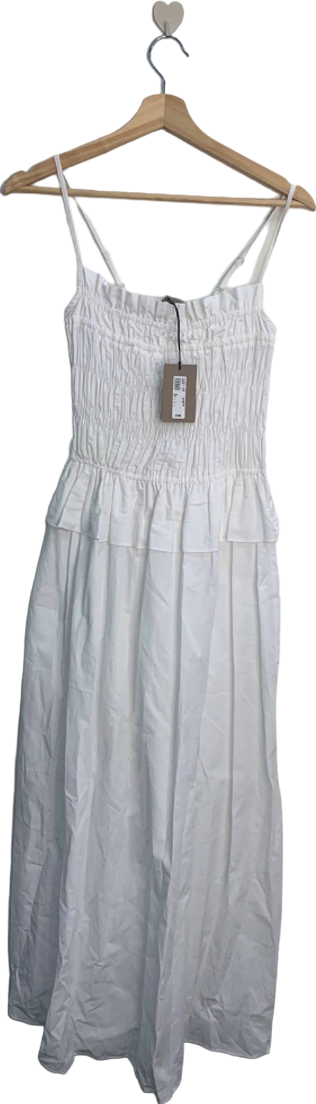 River Island White Smocked Midi Dress UK 12