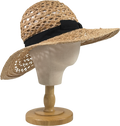 REISS Beige Eloise Crochet Raffia Wide Brim Hat One Size