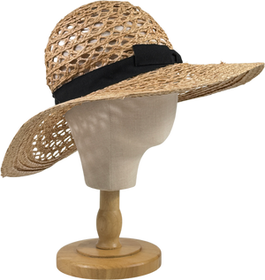 REISS Beige Eloise Crochet Raffia Wide Brim Hat One Size