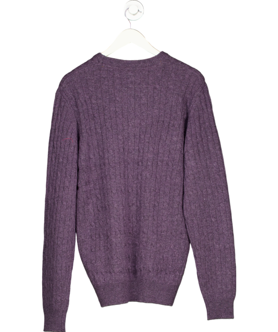 Crew Clothing Purple Lambswool Rich Cable Crew Neck Jumper UK L