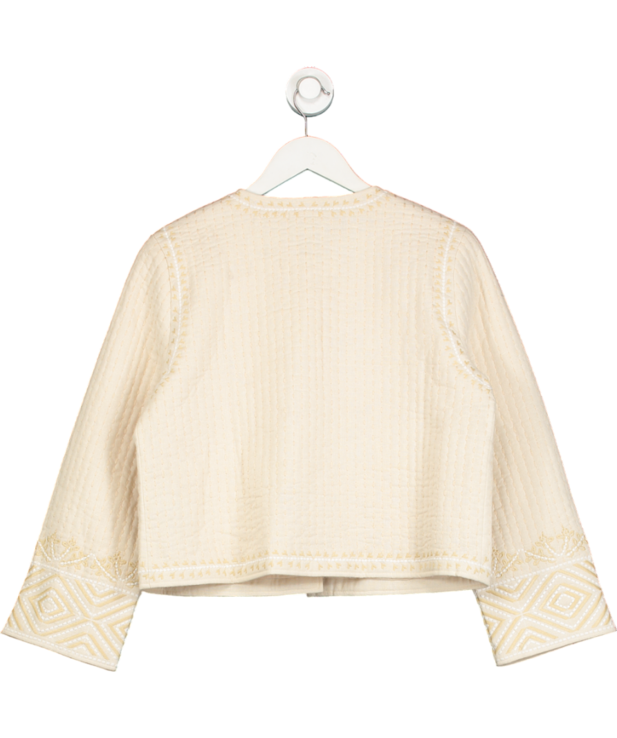 J.Mclaughlin Beige Solid Idella Embroidered Quilted Jacket UK M